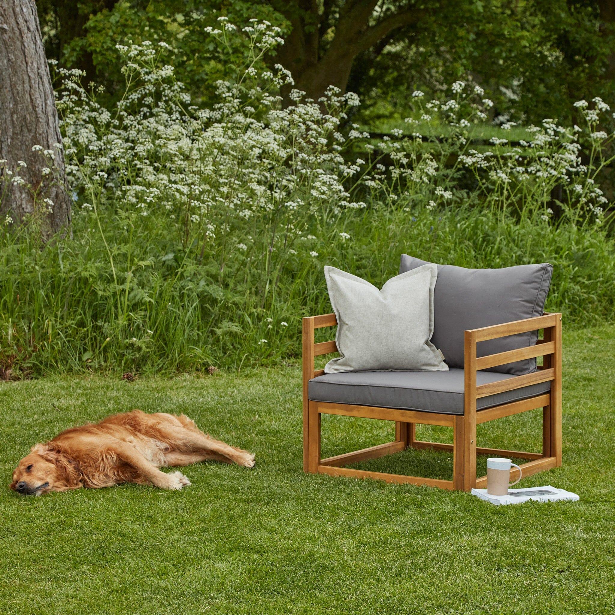 Rowan Wooden Garden Set with 2 Seater Sofa with Armchair & Coffee Table - Grey