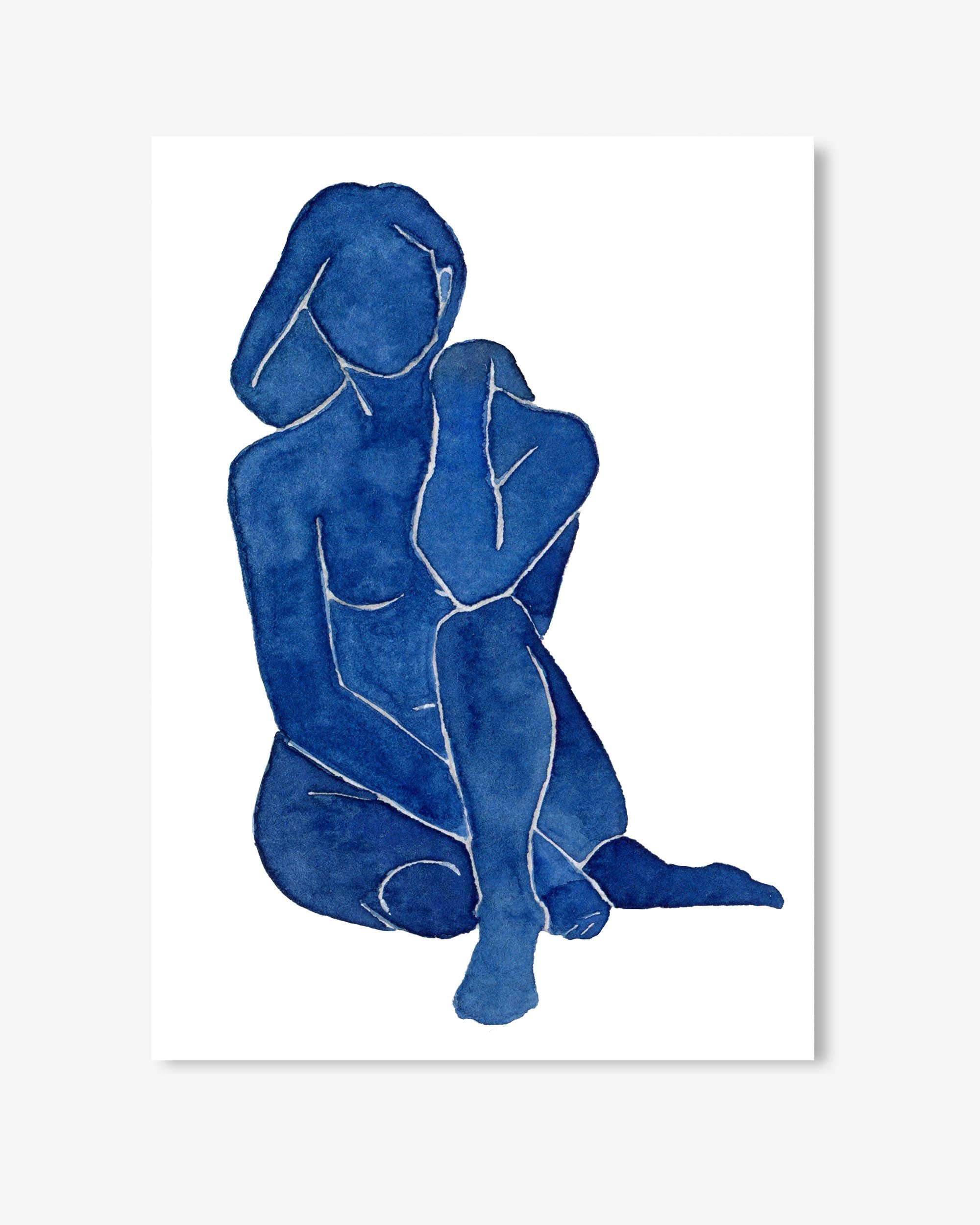 Blue Female Nude Art Print