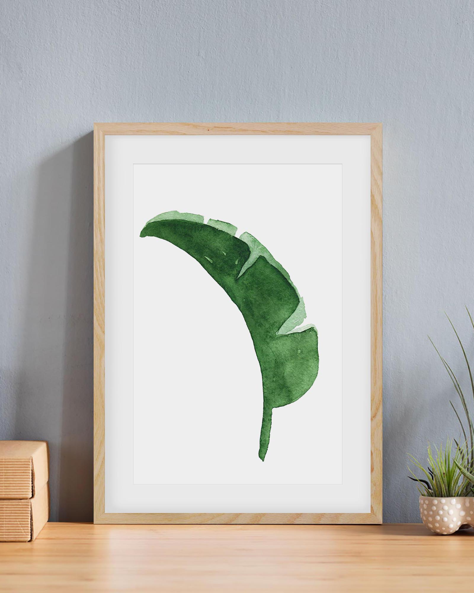Watercolour Banana Leaf Art Print