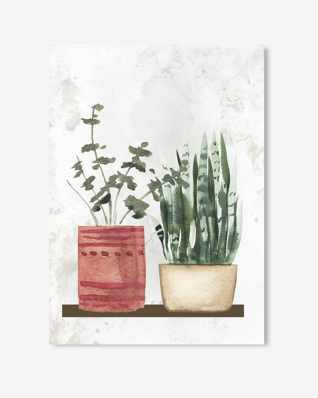 Watercolour Pair Of Potted Plants Art Print