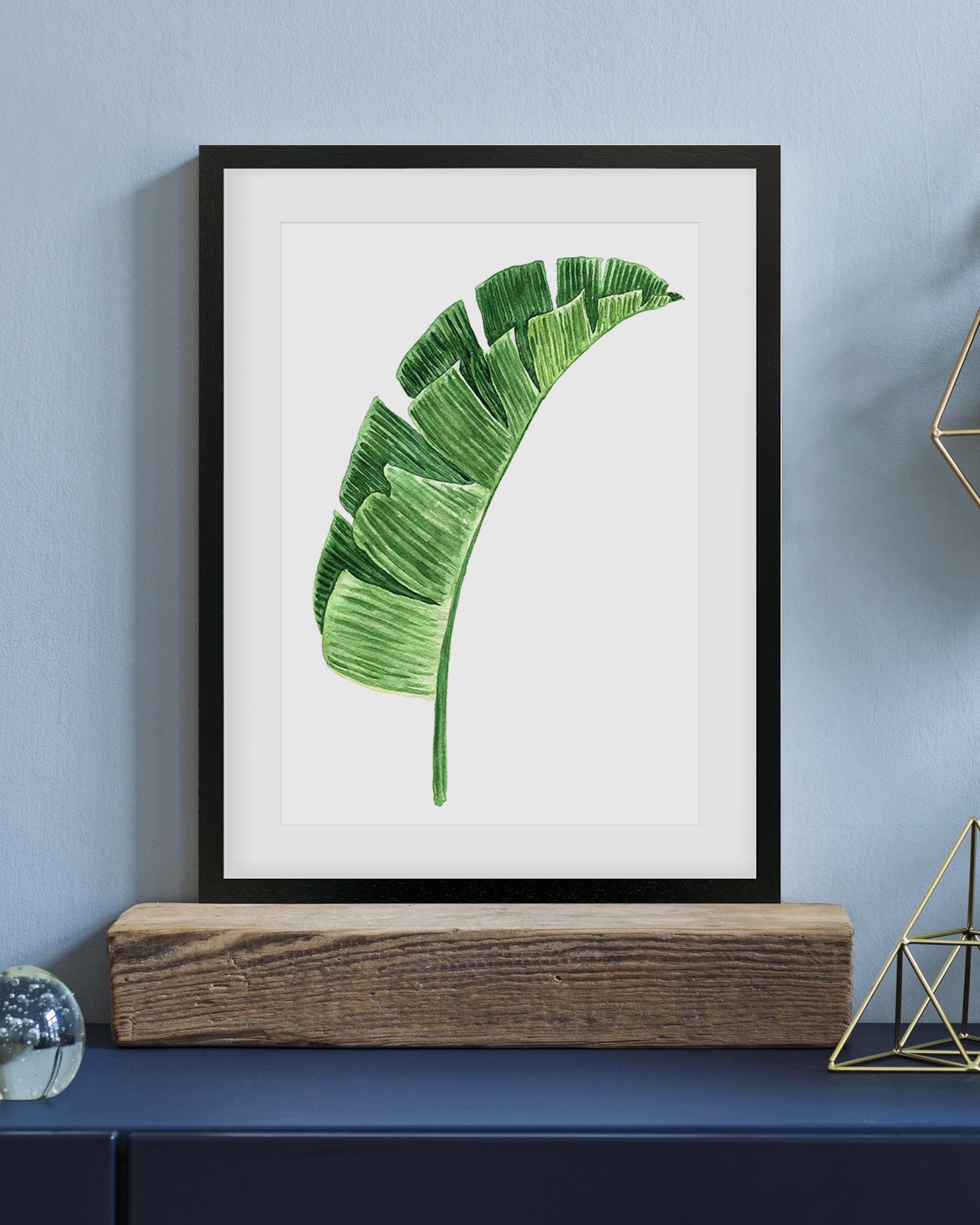 Textured Green Watercolour Leaf Art Print