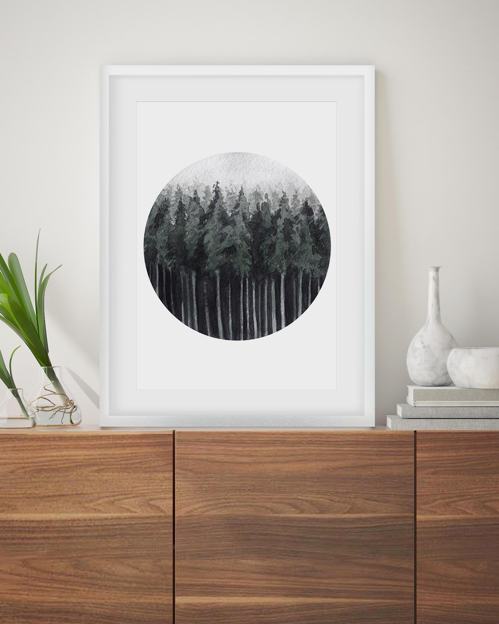 Green Watercolour Forest Art Print